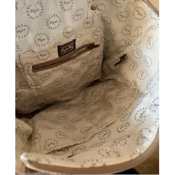 Myra Bag Southwest Tote Cowhide Canvas Leather Purse Aztec Shoulder Bag - Picture 4 of 7